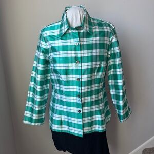 Nina McLemore Tattersall Check silk shirt